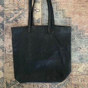 BAGGU Milled Leather Tote Bag in Black